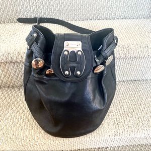 Hogan Black Leather Bucket Bag